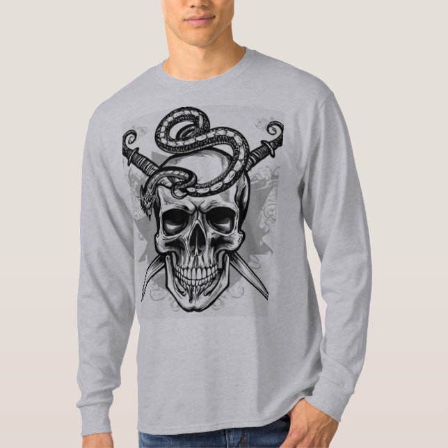 Memento Mori: Skull & Snake Tattoo T - Shirt Colle (Vorderseite)