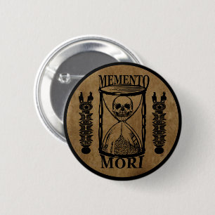 Memento-Mori-Stundenglas Button