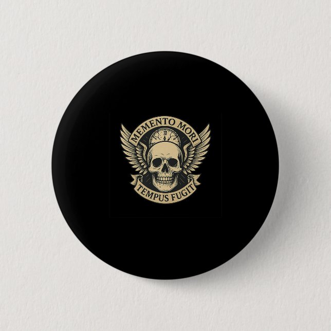 Memento Mori Tempus Fugit Latin Stoic Quote Premiu Button (Vorderseite)