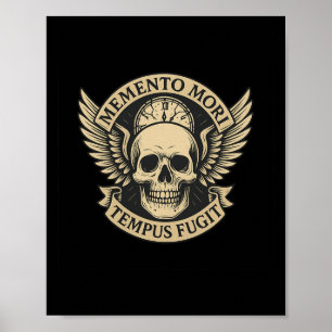 Memento Mori Tempus Fugit Latin Stoice Zitat Long  Poster