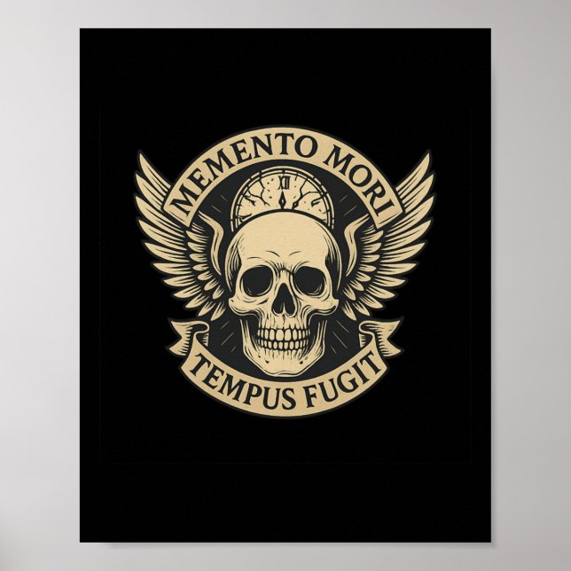 Memento Mori Tempus Fugit Latin Stoice Zitat Long  Poster (Vorne)