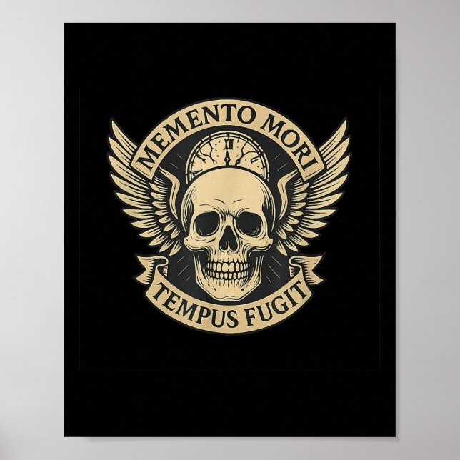 Memento Mori Tempus Fugit Latin-Zitat Poster (Vorne)