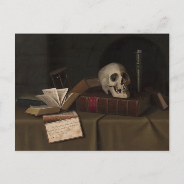 Memento Mori "To This Gevor" von William Harnett Postkarte (Vorderseite)