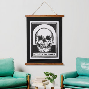Memento Mori Totenkopf Kunst Wandteppich Mit Holzrahmen
