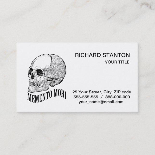 Memento mori visitenkarte (Vorderseite)