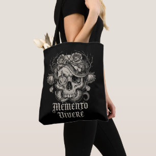 Memento Vivere Gothicischer Totenkopf mit Schlange