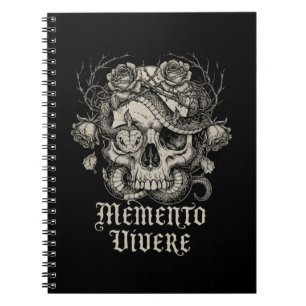 Memento Vivere Gothicischer Totenkopf mit Schlange Notizblock