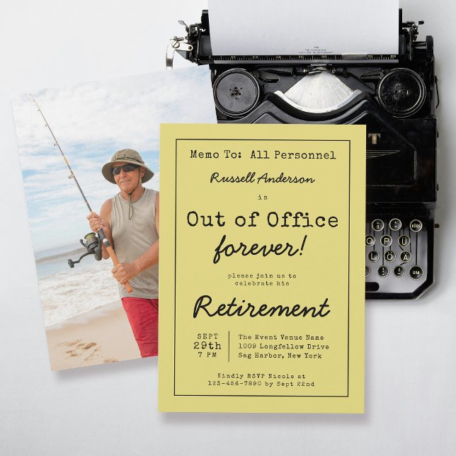 Memo zum Funny Out of Office Forever Retirement Pa Einladung (Available in both printed and digital download formats.)