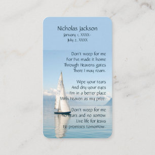 Memorandum Memory Card Sailboat Sailing Visitenkarte