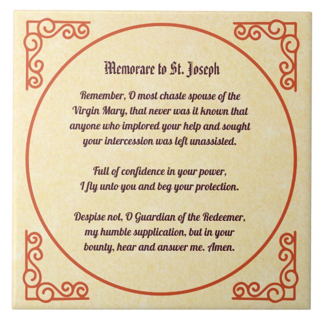 Memorare Gebet an St. Joseph 1 Fliese (Vorderseite)