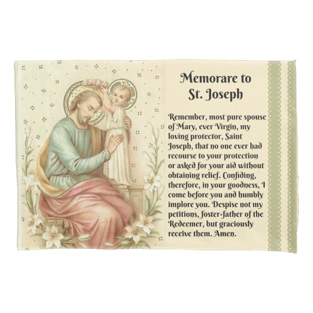 Memorare Gebet St Joseph u. Kind Jesus Kissenbezug (Vorderseite)