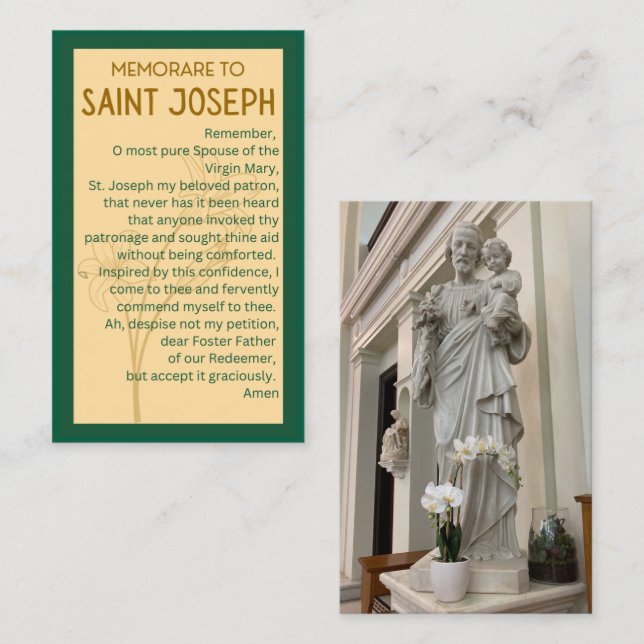 Memorare zu St Joseph Gebet Cards Visitenkarte (Vorne/Hinten)