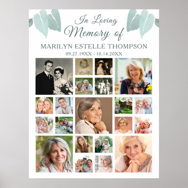 Memorial 21 Foto Collage Botanisches Herz Blätter Poster (Vorne)