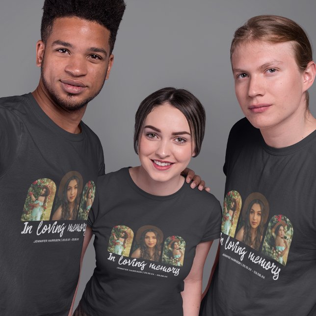 Memorial 3 Arched Foto Collage Beerdigung T - Shir T-Shirt (Von Creator hochgeladen)