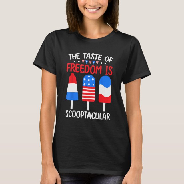 Memorial 4th Day of July Holiday Patriotic Ice Cre T-Shirt (Vorderseite)