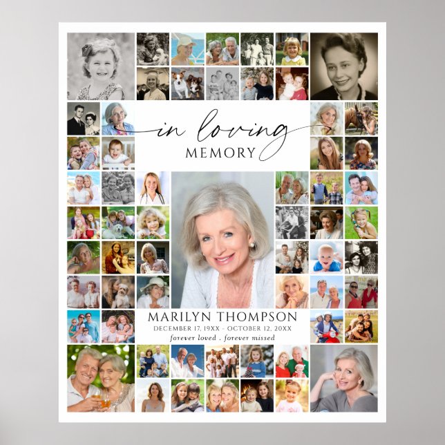 Memorial 61 Photo Collage In Loving Memory Poster (Vorne)