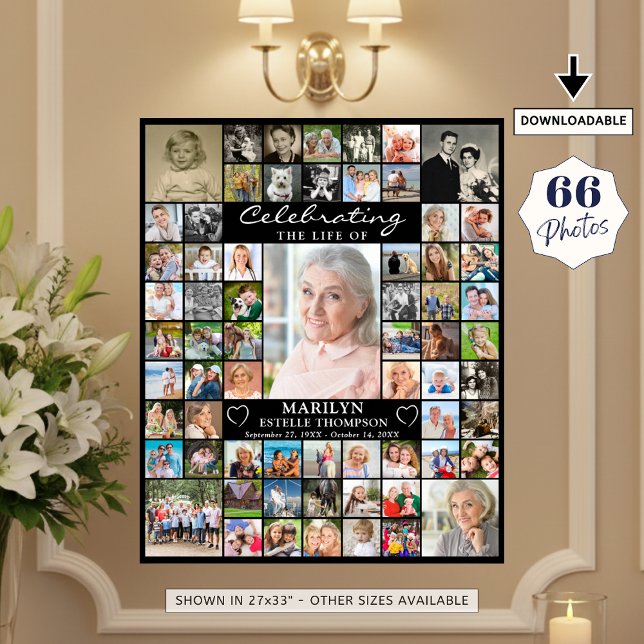 Memorial 66 Photo Collage Celebrating the Life of Poster (Von Creator hochgeladen)
