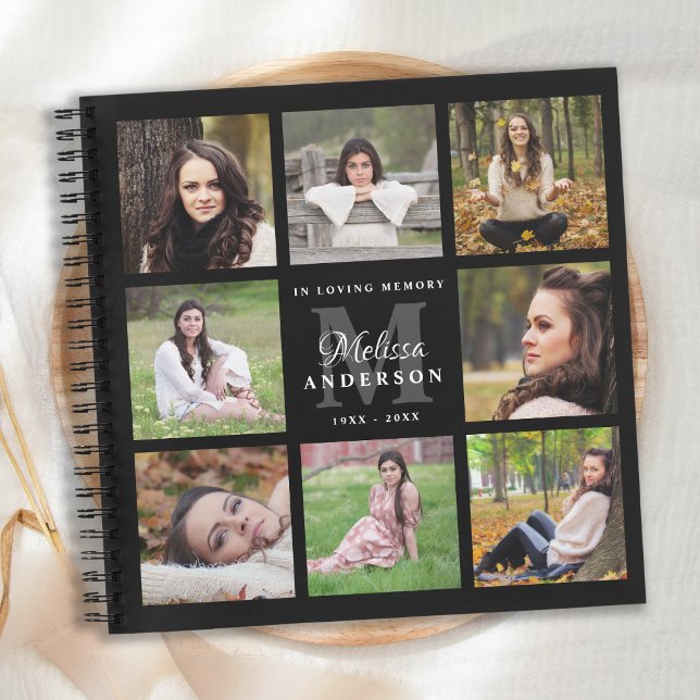 Memorial 8 Photo Personalized Funeral Guest Book Notizbuch (Von Creator hochgeladen)