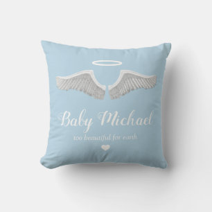 Memorial   Angel Child Boy Blue Kissen