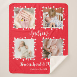 Memorial Baby Loss Red Foto Blanket Geschenk Sherpadecke