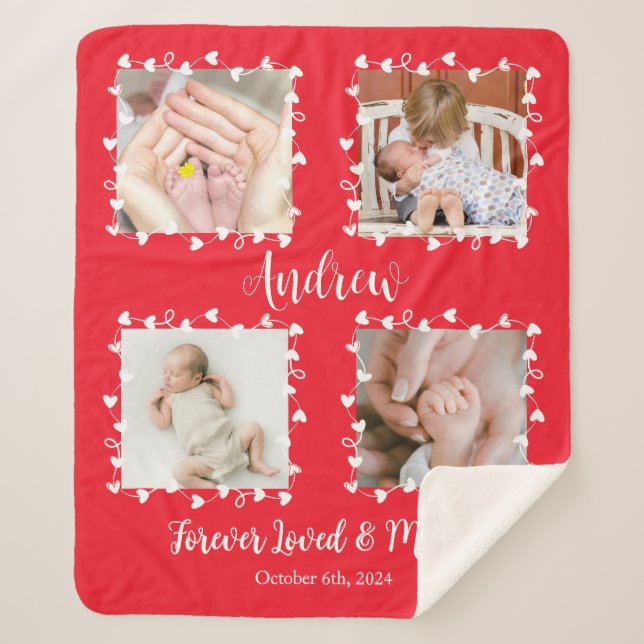Memorial Baby Loss Red Foto Blanket Geschenk Sherpadecke (Vorderseite)