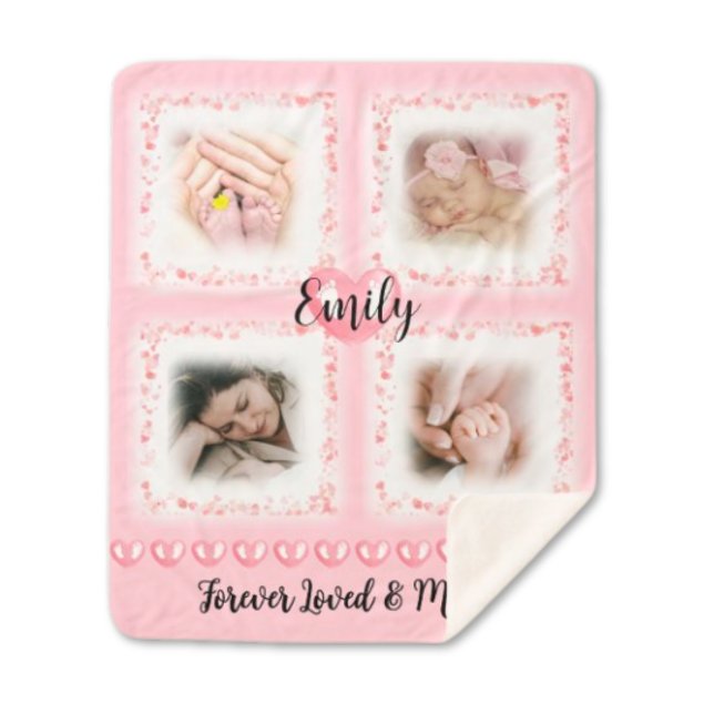 Memorial Baby Pink Foto Blanket Geschenk Sherpadecke (Von Creator hochgeladen)