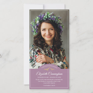 Memorial Beerdigung Monogram Birds Classic Foto Dankeskarte