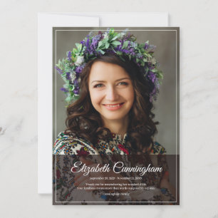 Memorial Beerdigung Monogram Modernes Classisches Dankeskarte