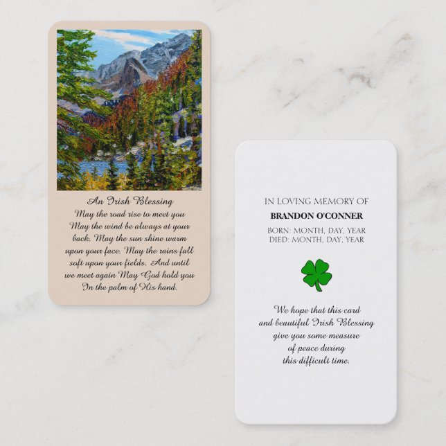 Memorial Beileid Irish Sessing Card Visitenkarte (Vorne/Hinten)
