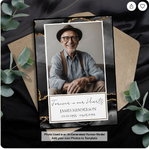 Memorial Black and Gold Foto Keepake Magnet
