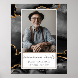 Memorial Black and Gold Marble Foto Poster