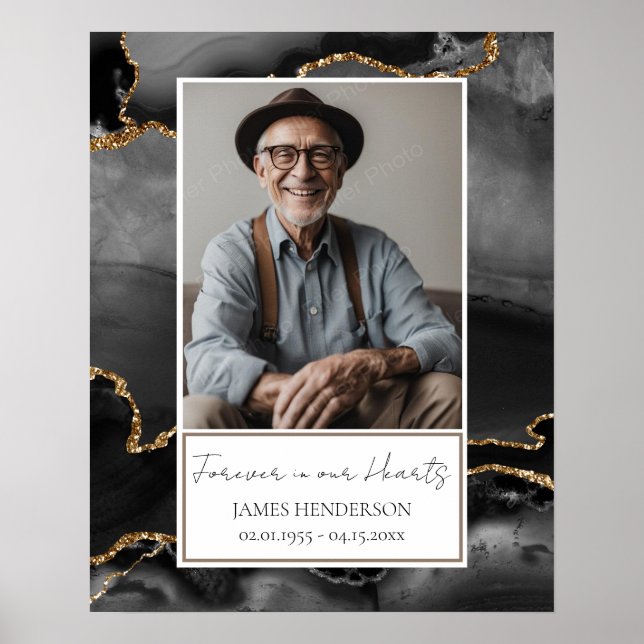 Memorial Black and Gold Marble Foto Poster (Vorne)