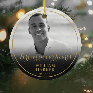 Memorial Black and White Foto Weihnachts-Keramik O Keramik Ornament