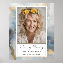 Memorial Blue and Gold Foto Begräbnisposte Poster