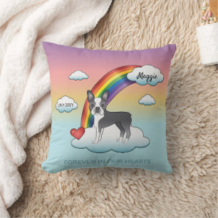 Memorial Blue and White Boston Terrier Rainbow Kissen