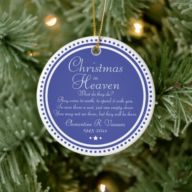Memorial Blue Christmas in Heaven Foto Keramik Ornament (Baum)