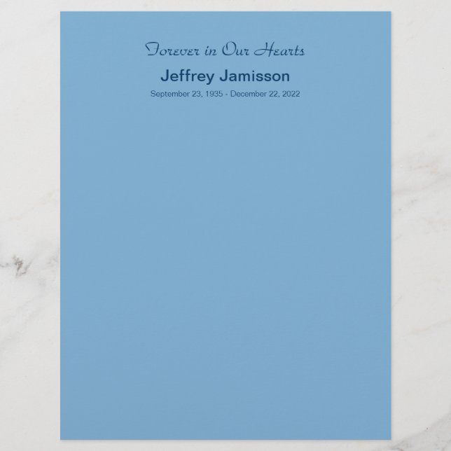 Memorial Book Filler Pages, light Blue (Vorderseite)
