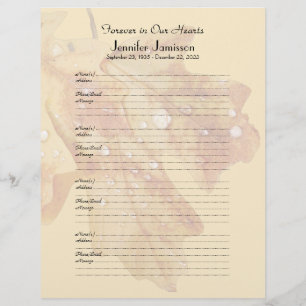 Memorial Book Filler Sign-In Page Raindrops Leaves