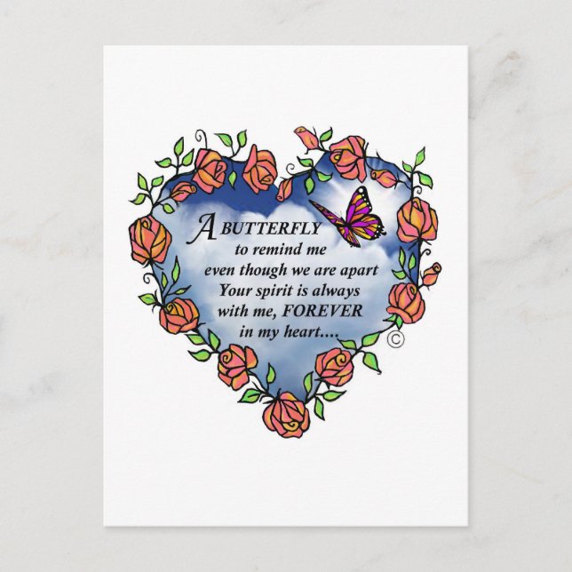 Memorial Butterfly Gedicht Postkarte (Vorderseite)