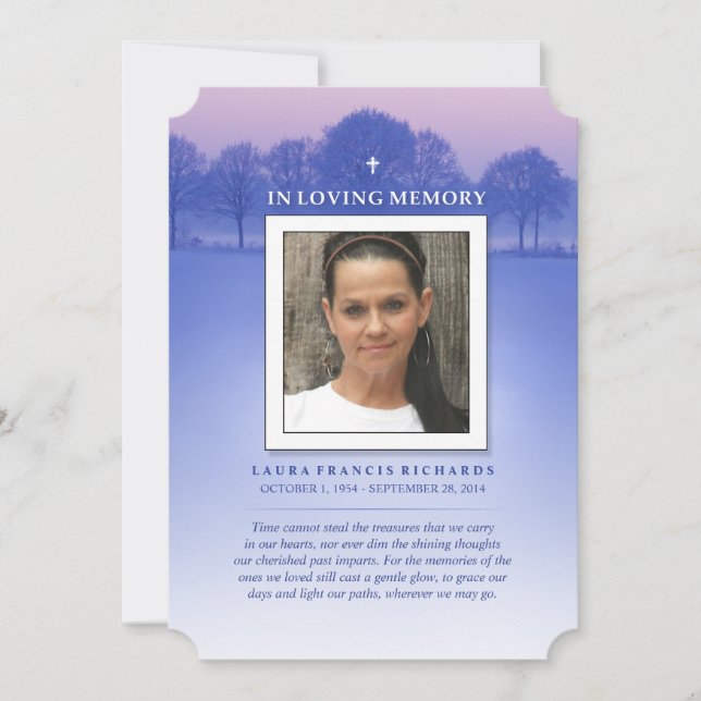 Memorial Card Winterbaum - Kreuz - Vielen Dank zur Einladung (Vorderseite)