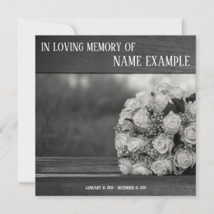 Memorial Cards Ein Strauß mit weißen Rosen-Monochr