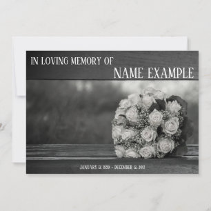Memorial Cards Ein Strauß mit weißen Rosen-Monochr