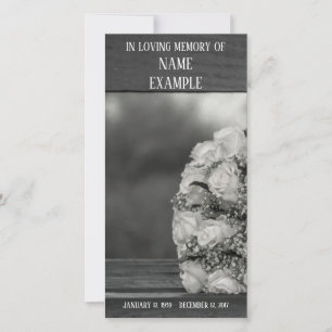 Memorial Cards Ein Strauß mit weißen Rosen-Monochr