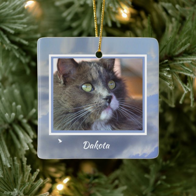 Memorial Cat Custom Foto Spirituelles Gedicht Keramikornament (Baum)