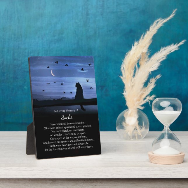 Memorial Cat Individuelle Name Spirituelles Himmel Fotoplatte (Seite)