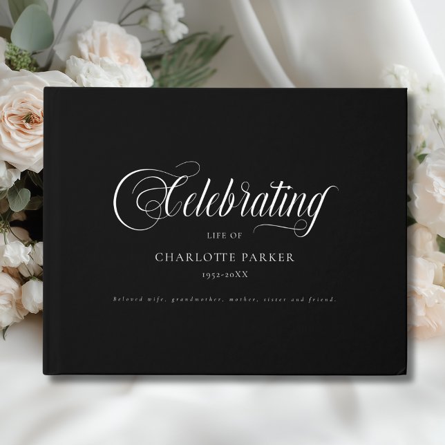  Memorial "Celebrating life of" Black Gästebuch (Memorial "In Loving memory" Black Guest Book)