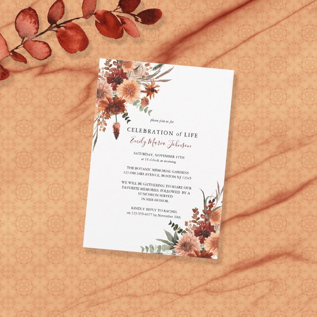 Memorial Celebration of Life Terracotta Invitation Einladung (Von Creator hochgeladen)