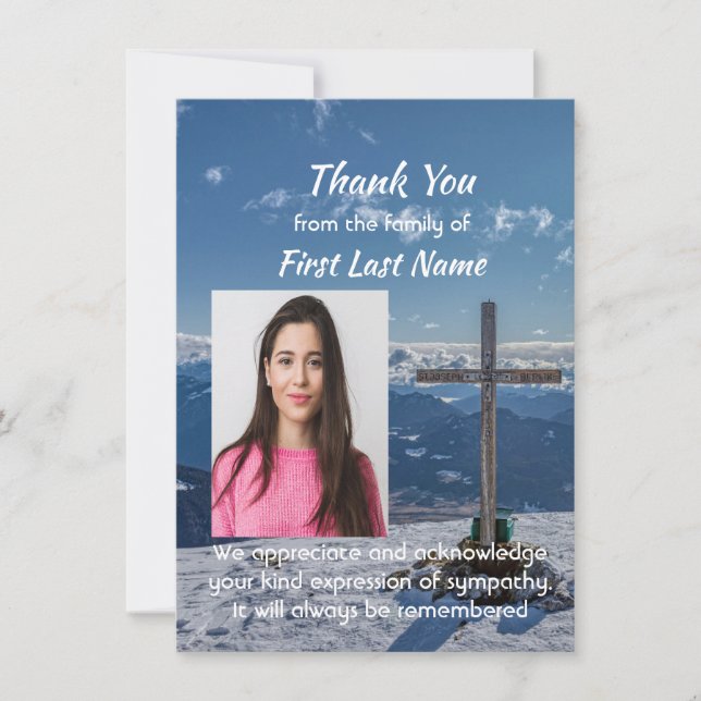 Memorial Christian Crucifix Cross Hill Thank you Dankeskarte (Vorderseite)