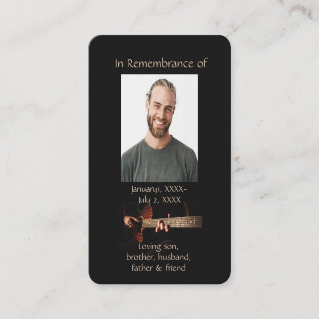 Memorial Christlich Memory Card Musikgitarre Visitenkarte (Vorderseite)