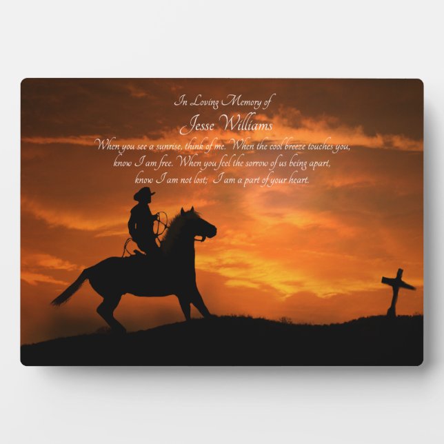 Memorial Country Western Cowboy Fotoplatte (Vorderseite)